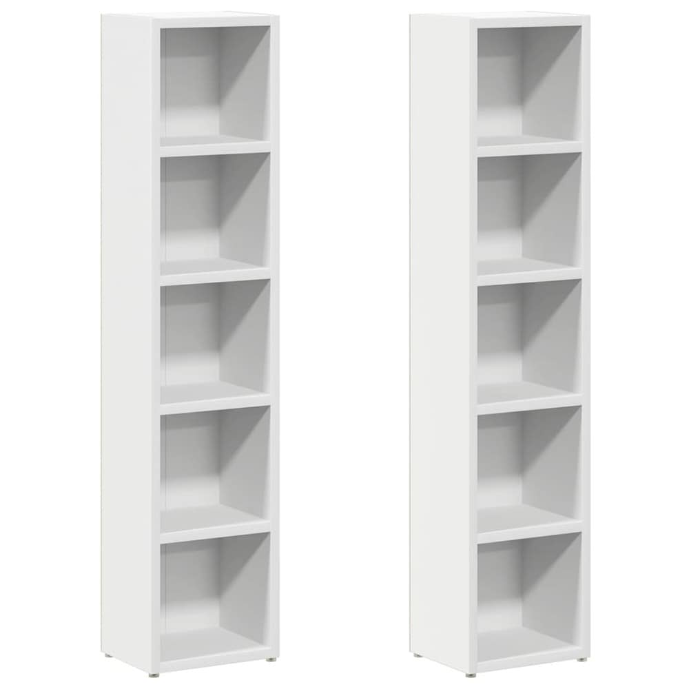 2 st CD-hyllor 21×16×93,5 cm / mediehyllor för CD, DVD och Blu-ray – Vit