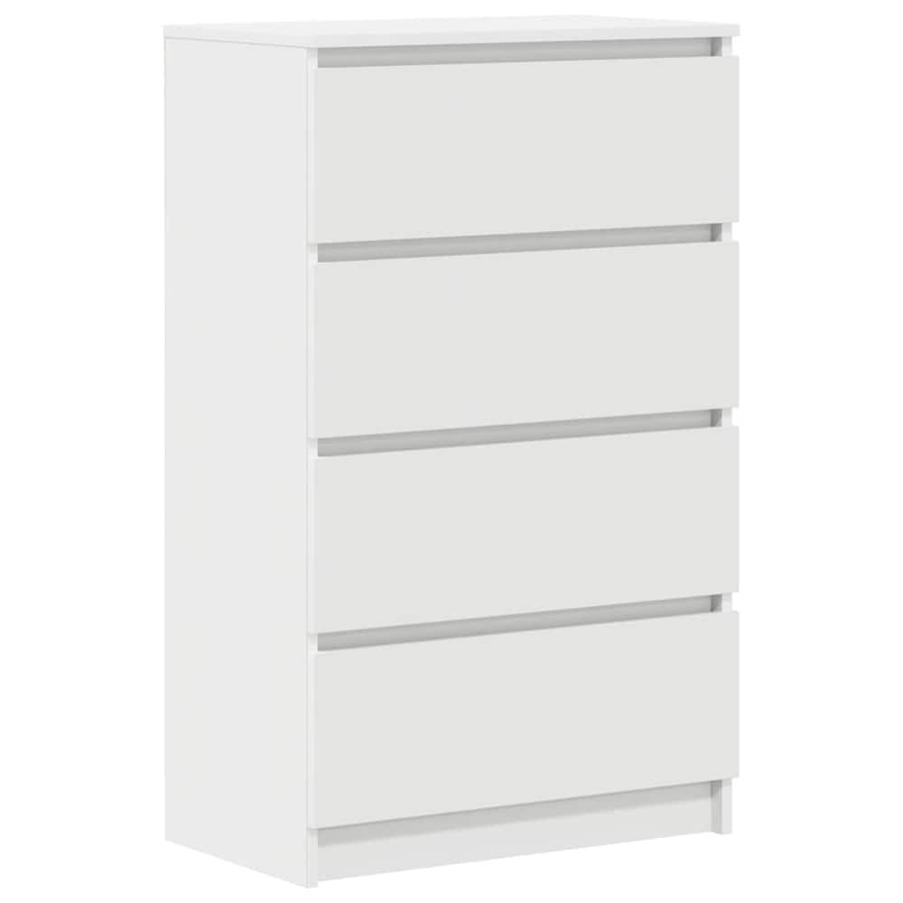 Byrå 60×35×98,5 cm / förvaringsbyrå med 4 lådor / lådförvaring – Vit
