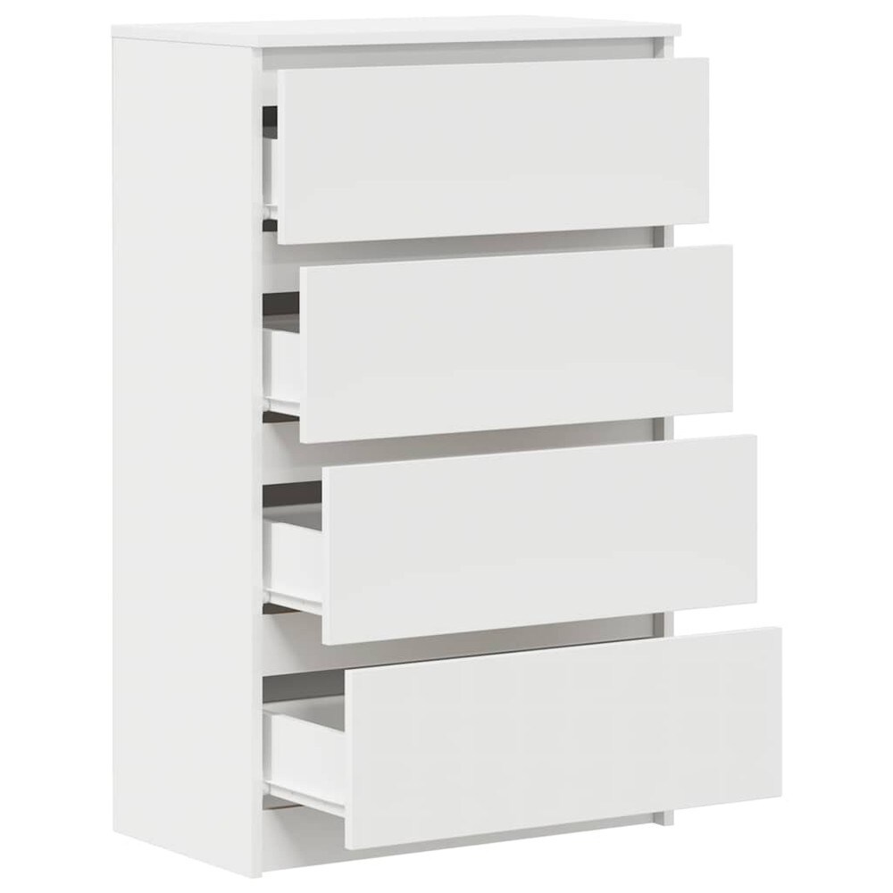 Byrå 60×35×98,5 cm / förvaringsbyrå med 4 lådor / lådförvaring – Vit