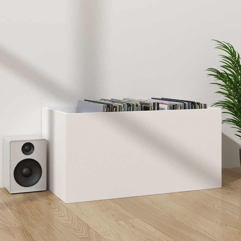 Vinylhylla 71×34×36 cm / hylla med 2 fack för LP-skivor / skivförvaring – Vit