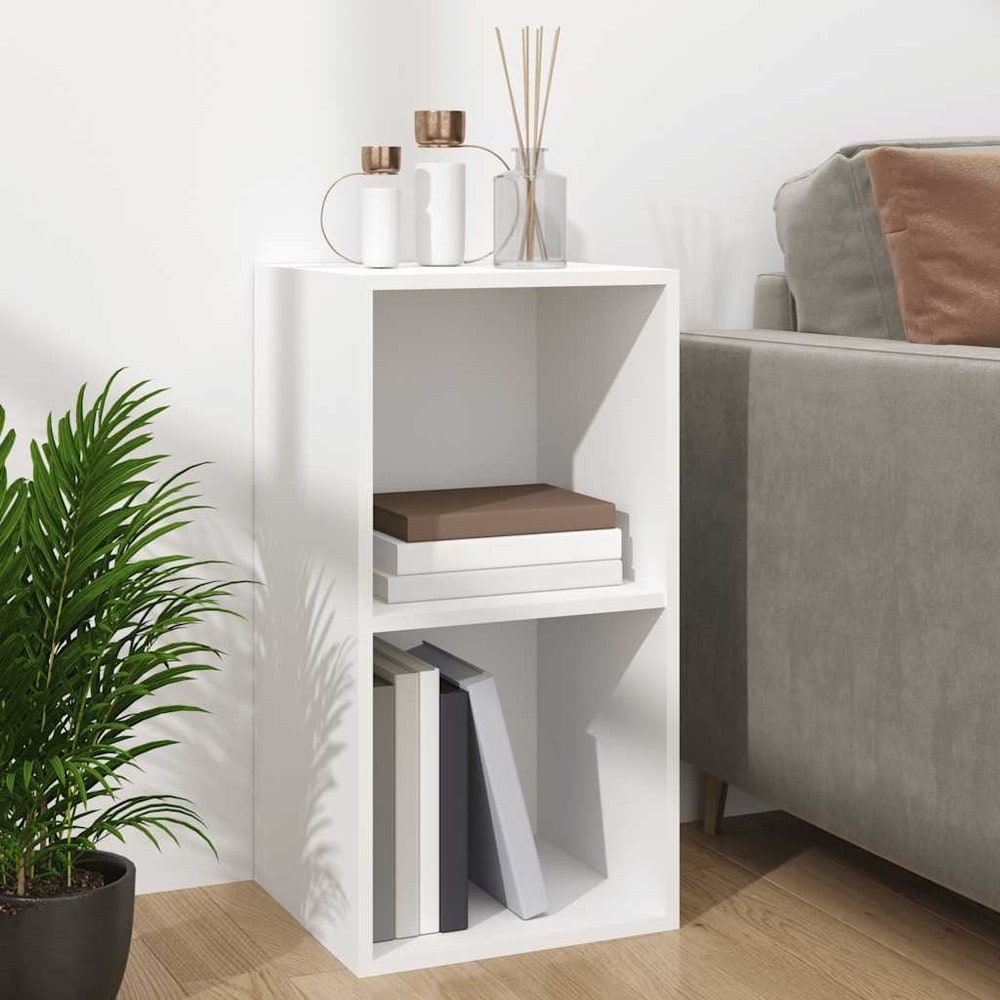 Vinylhylla 71×34×36 cm / hylla med 2 fack för LP-skivor / skivförvaring – Vit