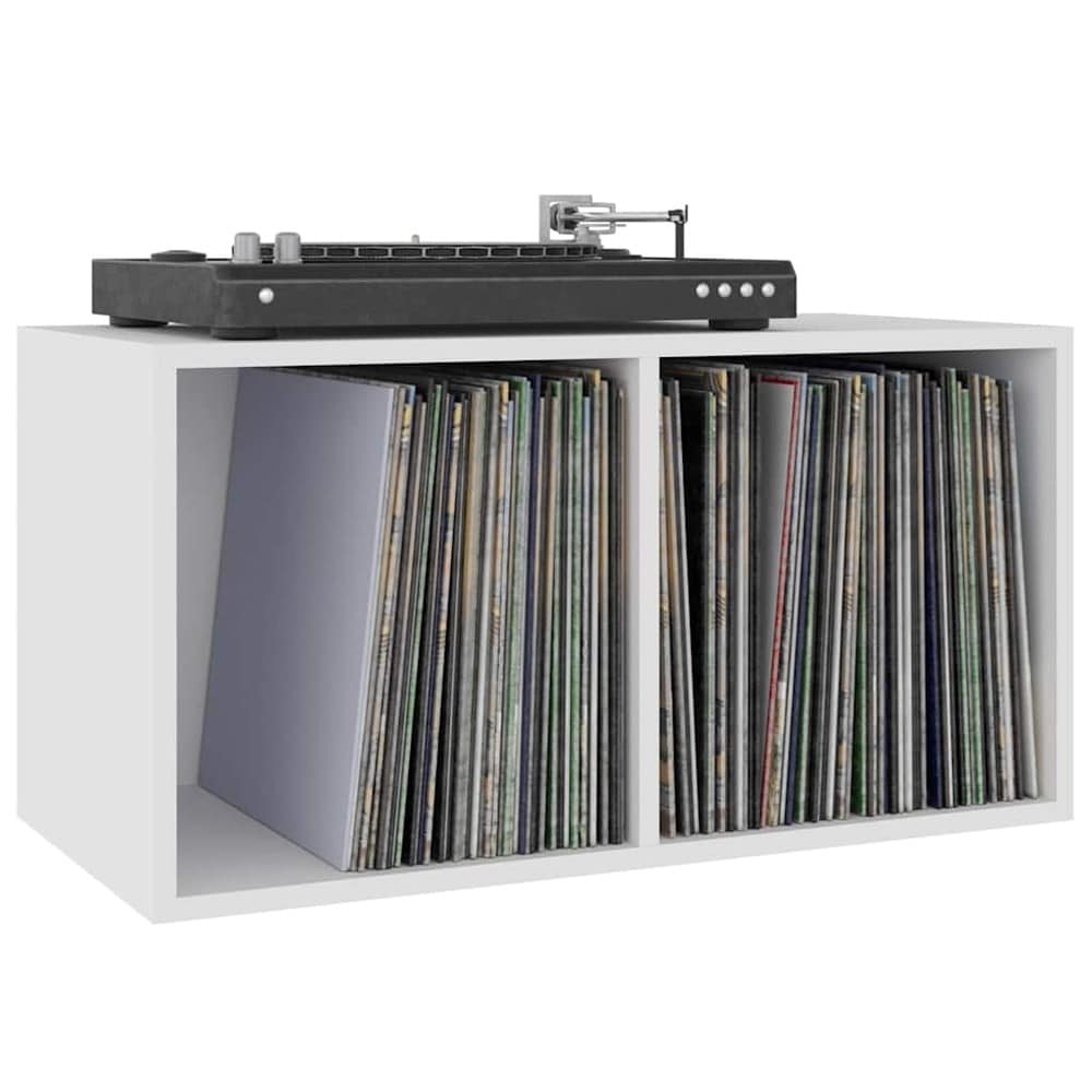 Vinylhylla 71×34×36 cm / hylla med 2 fack för LP-skivor / skivförvaring – Vit