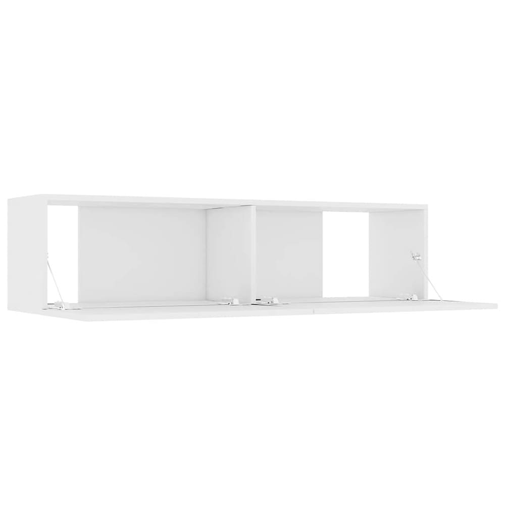 Vägghängd TV-bänk 120×30×30 cm / TV-möbel med 2 nedfällbara luckor / mediabänk – Vit