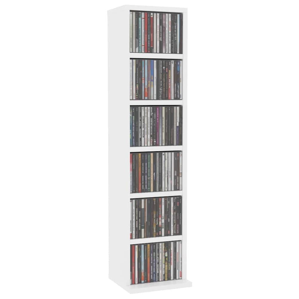 CD-hylla 21×20×88 cm / mediehylla med 6 fack / förvaring för CD-skivor – Vit