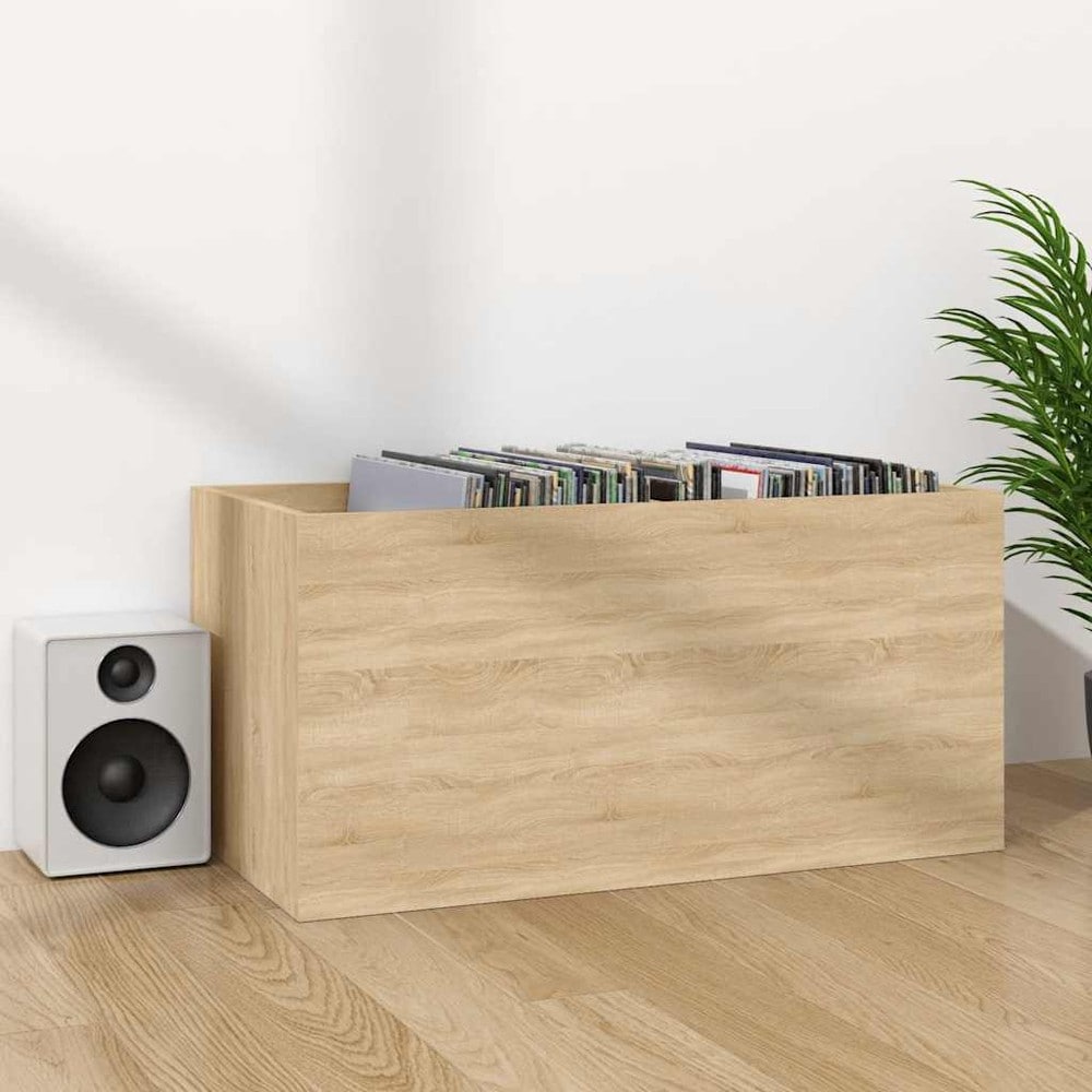 Förvaringsbox för LP-skivor 71x34x36 cm - Sonoma-ek / Vinylhylla / Skivförvaring