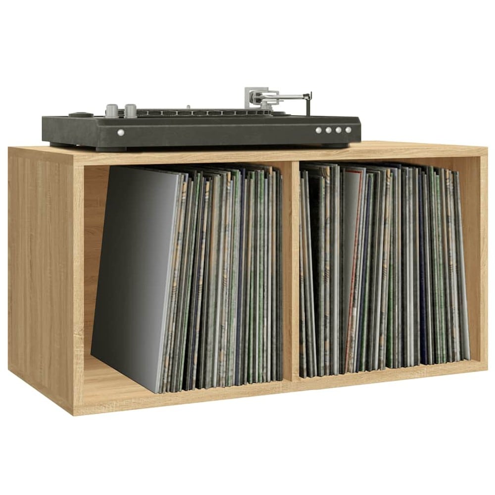 Förvaringsbox för LP-skivor 71x34x36 cm - Sonoma-ek / Vinylhylla / Skivförvaring