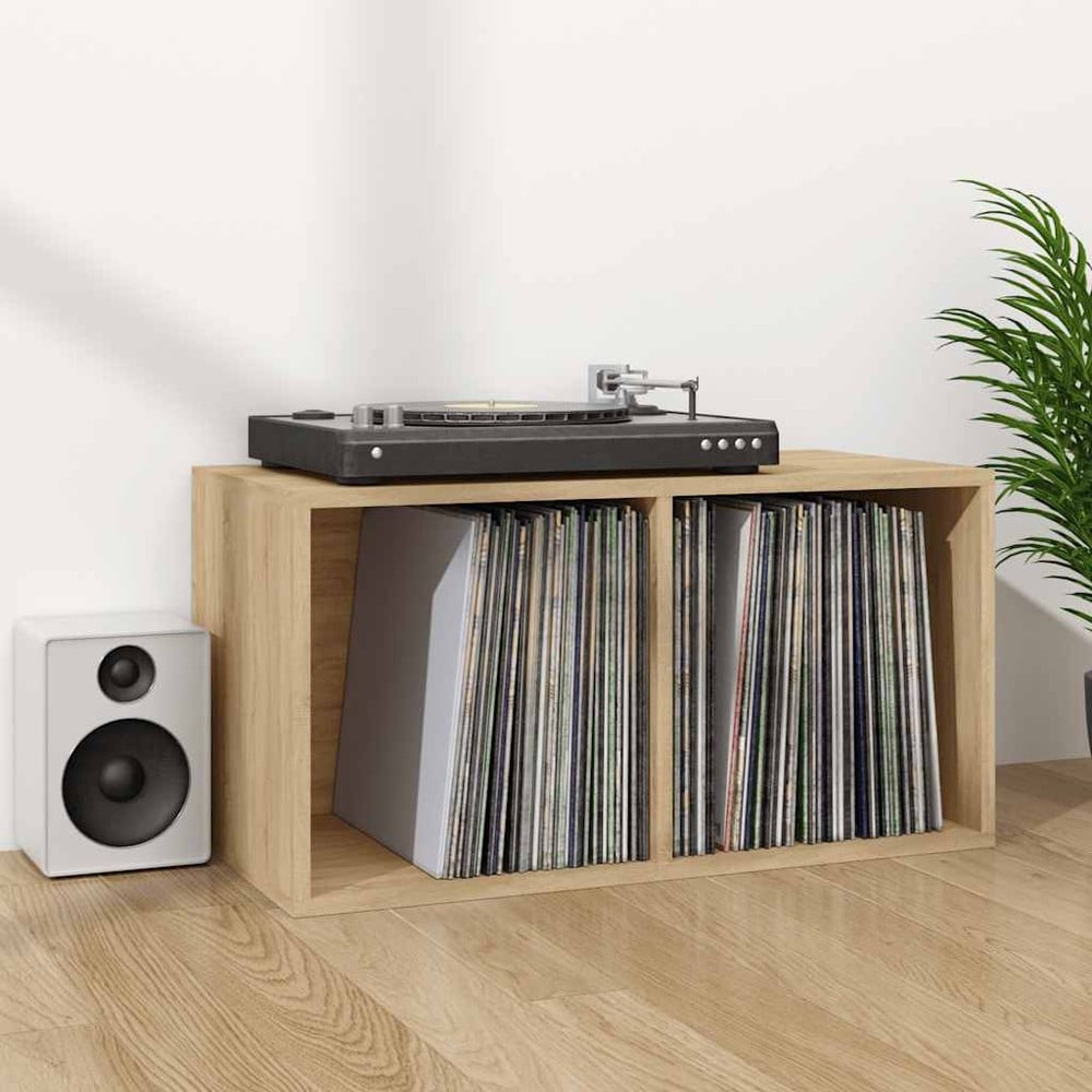 Förvaringsbox för LP-skivor 71x34x36 cm - Sonoma-ek / Vinylhylla / Skivförvaring