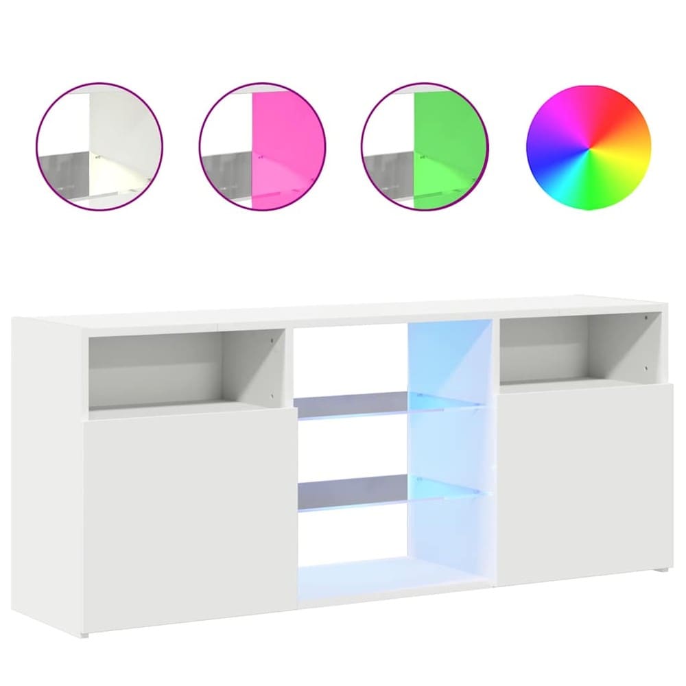 TV-bänk 120×30×50 cm / TV-möbel med RGB LED-belysning / mediebänk – Vit