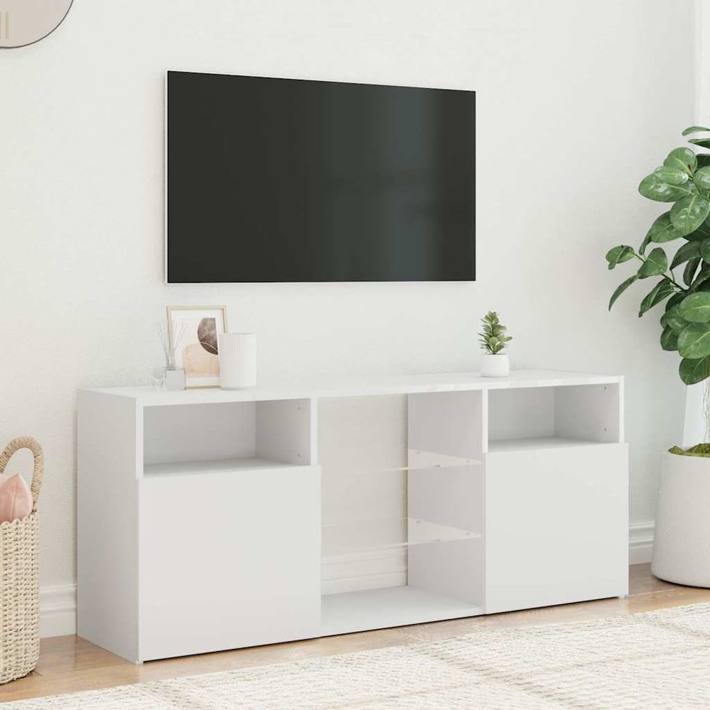 TV-bänk 120×30×50 cm / TV-möbel med RGB LED-belysning / mediebänk – Vit