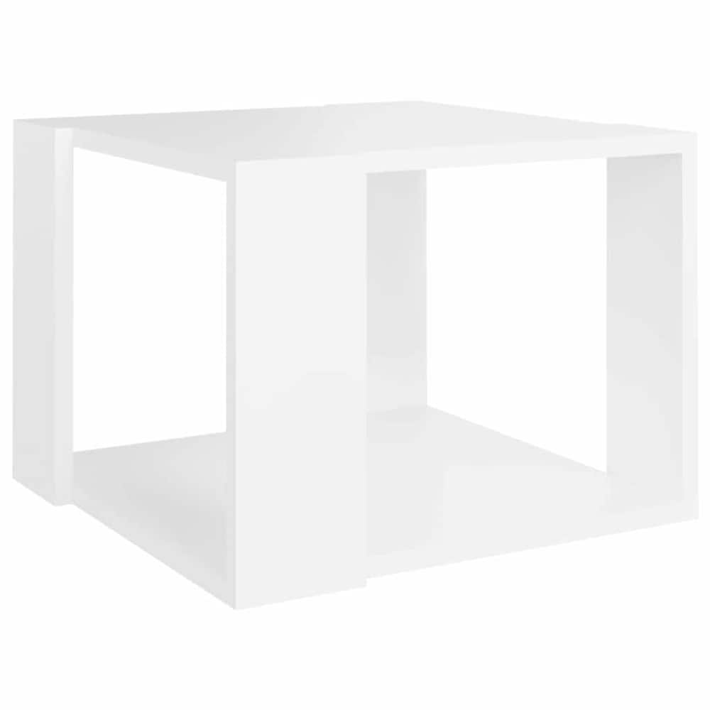 Soffbord 40×40×30 cm / vardagsrumsbord med förvaring / litet sidobord – Vit