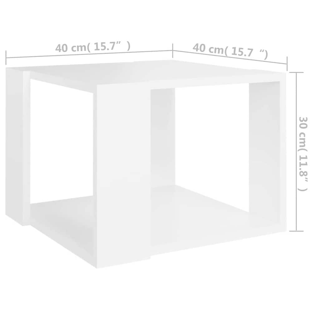 Soffbord 40×40×30 cm / vardagsrumsbord med förvaring / litet sidobord – Vit