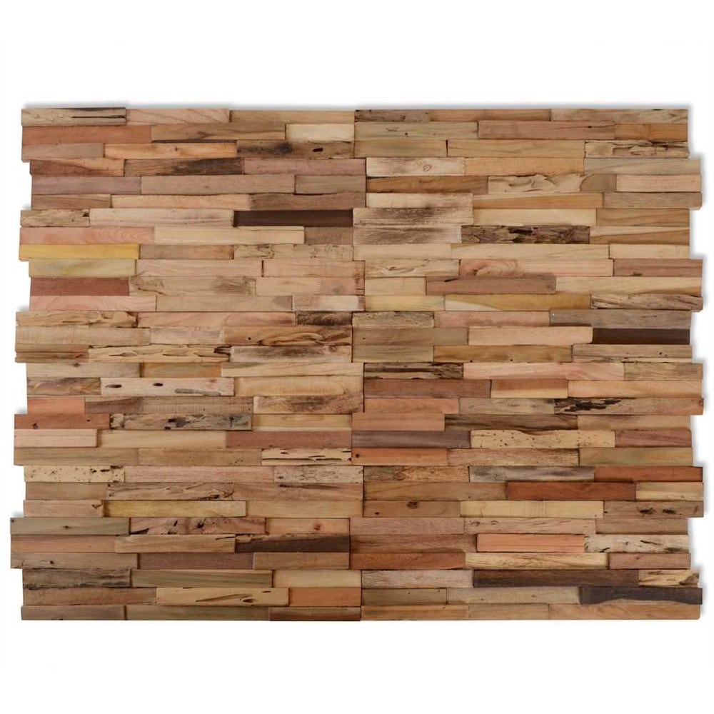 10 st väggpaneler 1,03 m² / väggbeklädnad i återvunnen teak / dekorpaneler  – Natur