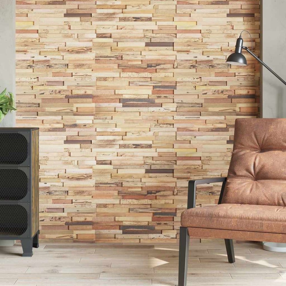 10 st väggpaneler 1,03 m² / väggbeklädnad i återvunnen teak / dekorpaneler  – Natur