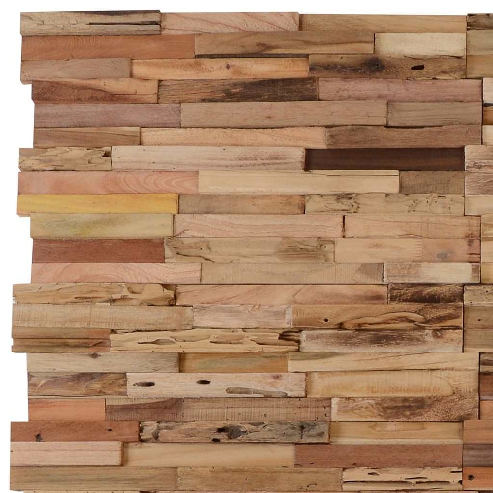 10 st väggpaneler 1,03 m² / väggbeklädnad i återvunnen teak / dekorpaneler  – Natur