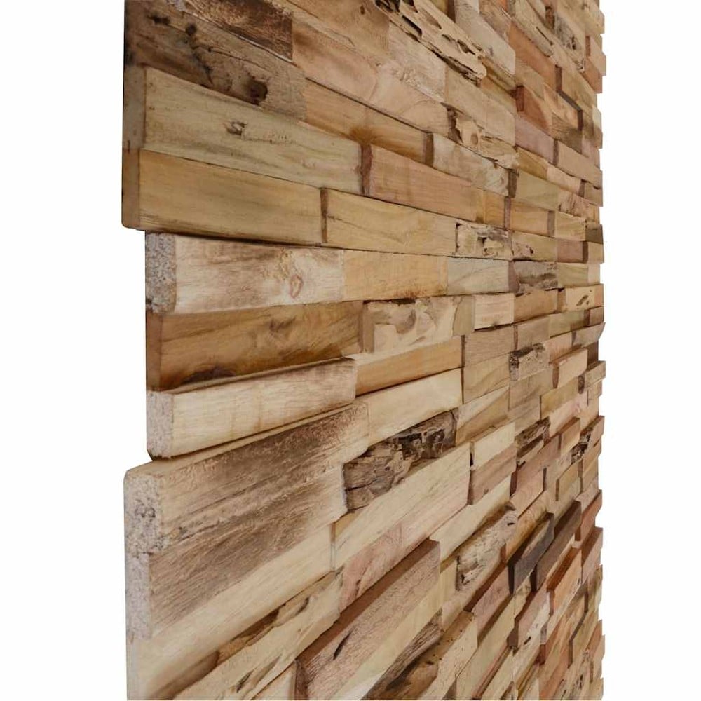 10 st väggpaneler 1,03 m² / väggbeklädnad i återvunnen teak / dekorpaneler  – Natur