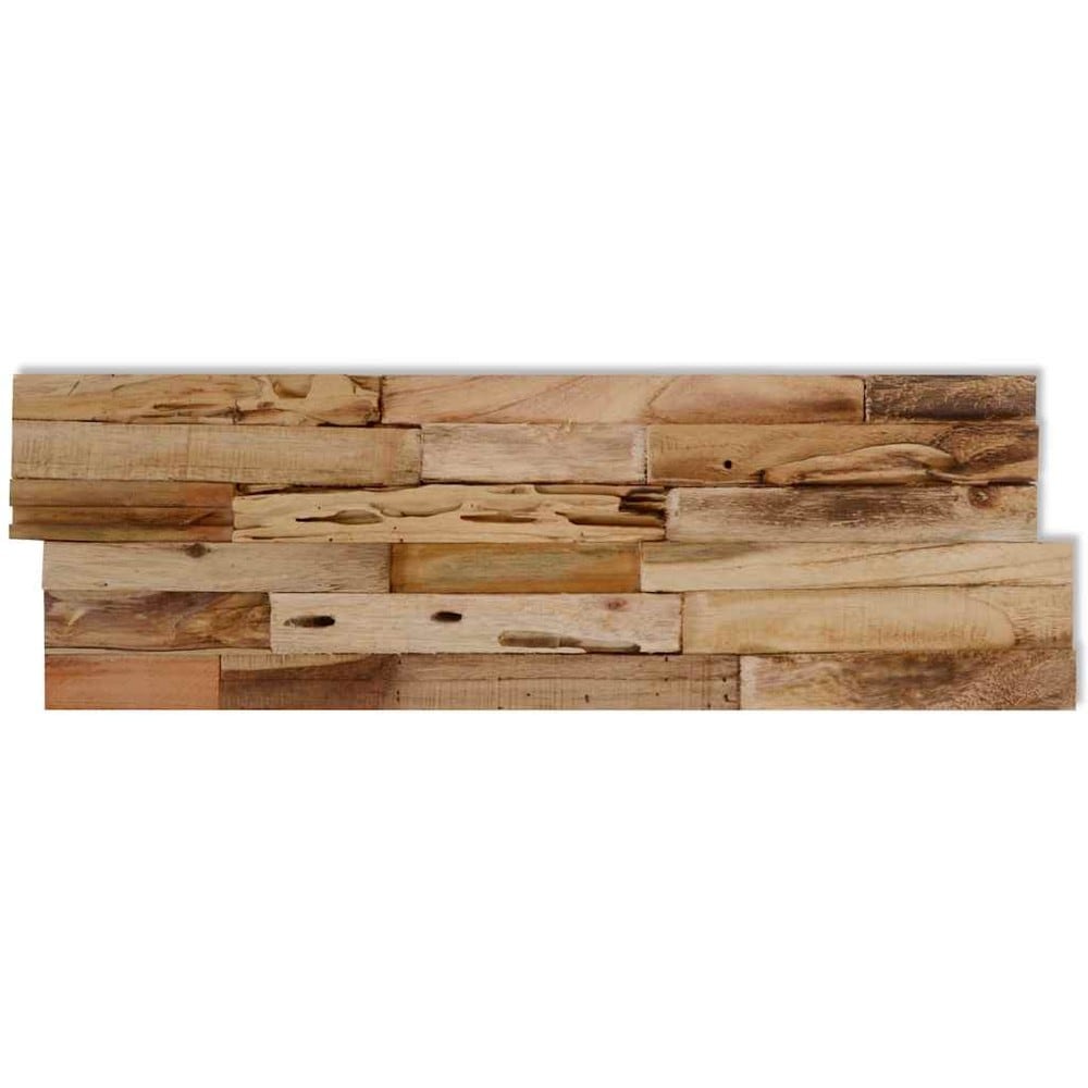 10 st väggpaneler 1,03 m² / väggbeklädnad i återvunnen teak / dekorpaneler  – Natur