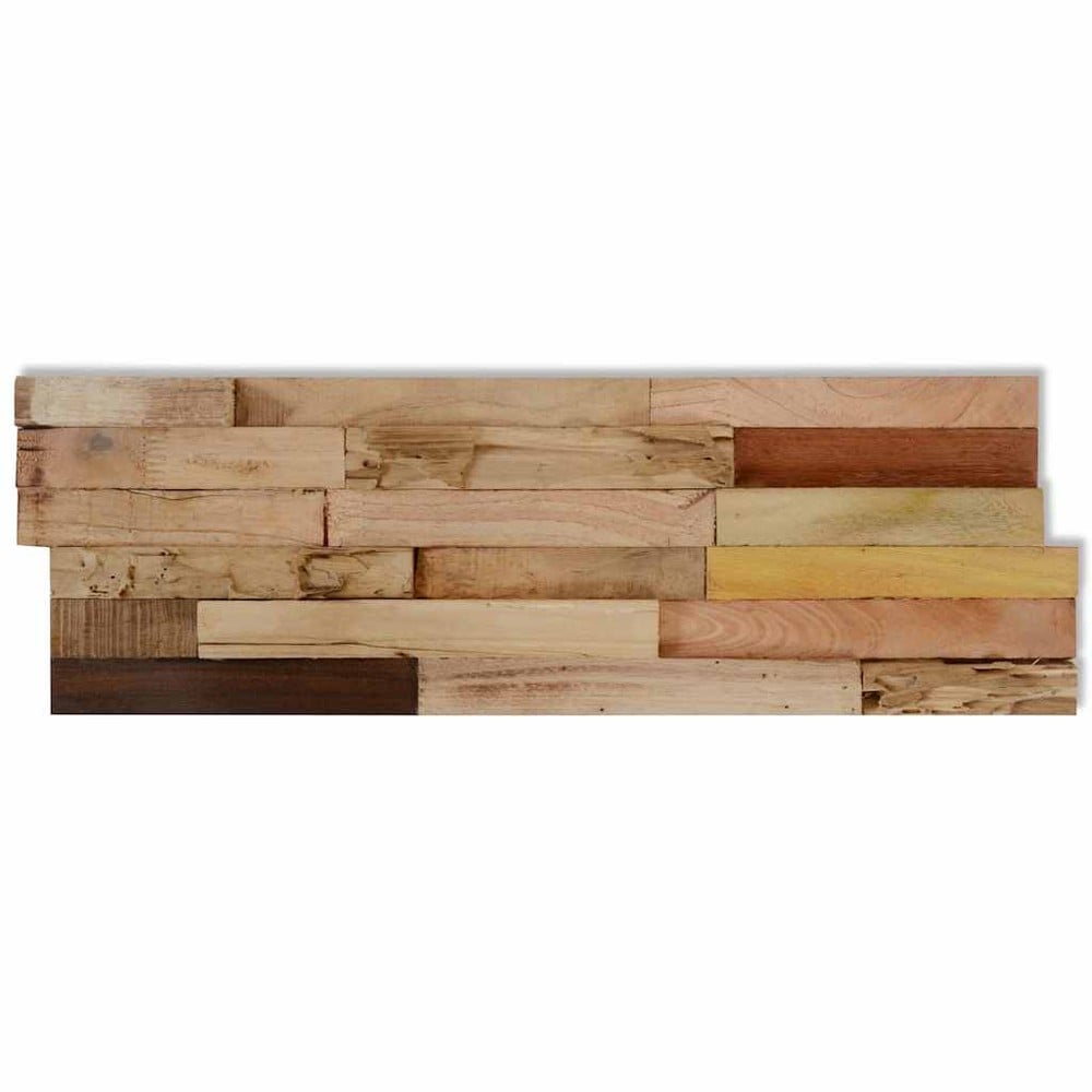 10 st väggpaneler 1,03 m² / väggbeklädnad i återvunnen teak / dekorpaneler  – Natur