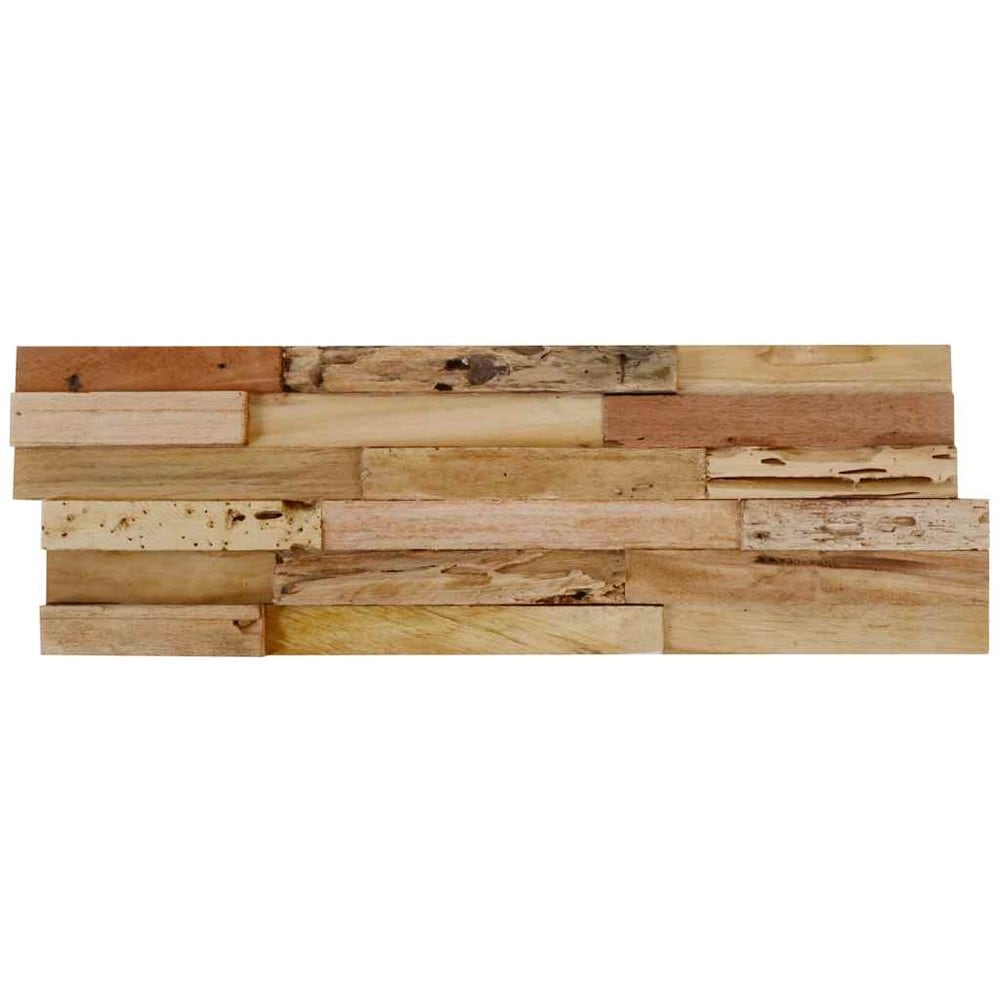 10 st väggpaneler 1,03 m² / väggbeklädnad i återvunnen teak / dekorpaneler  – Natur