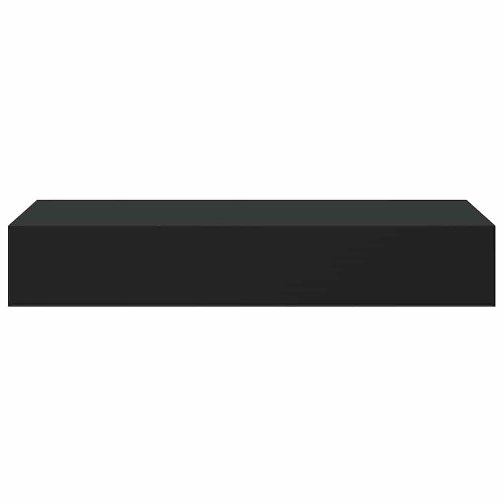 2 st vägghyllor med låda 60×23,5×10 cm / vägghängda lådhyllor – Svart