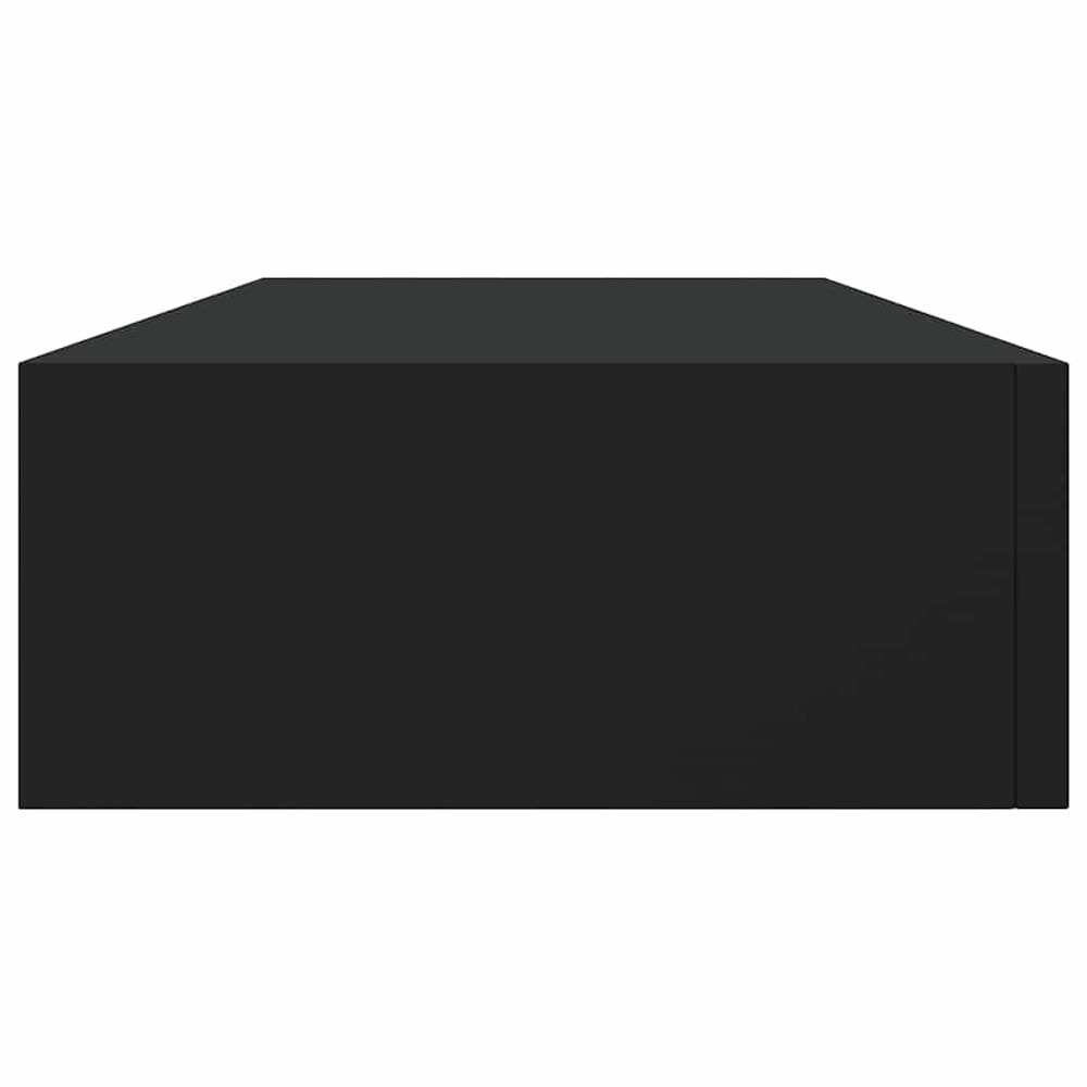 2 st vägghyllor med låda 60×23,5×10 cm / vägghängda lådhyllor – Svart