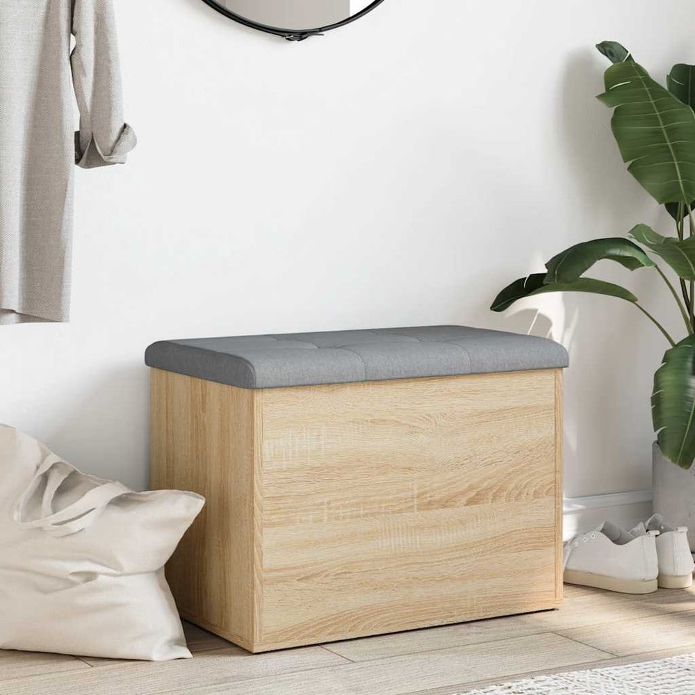 Förvaringsbänk 62×42×45 cm / sittbänk med förvaring / bänk med sittdyna – Sonoma ek