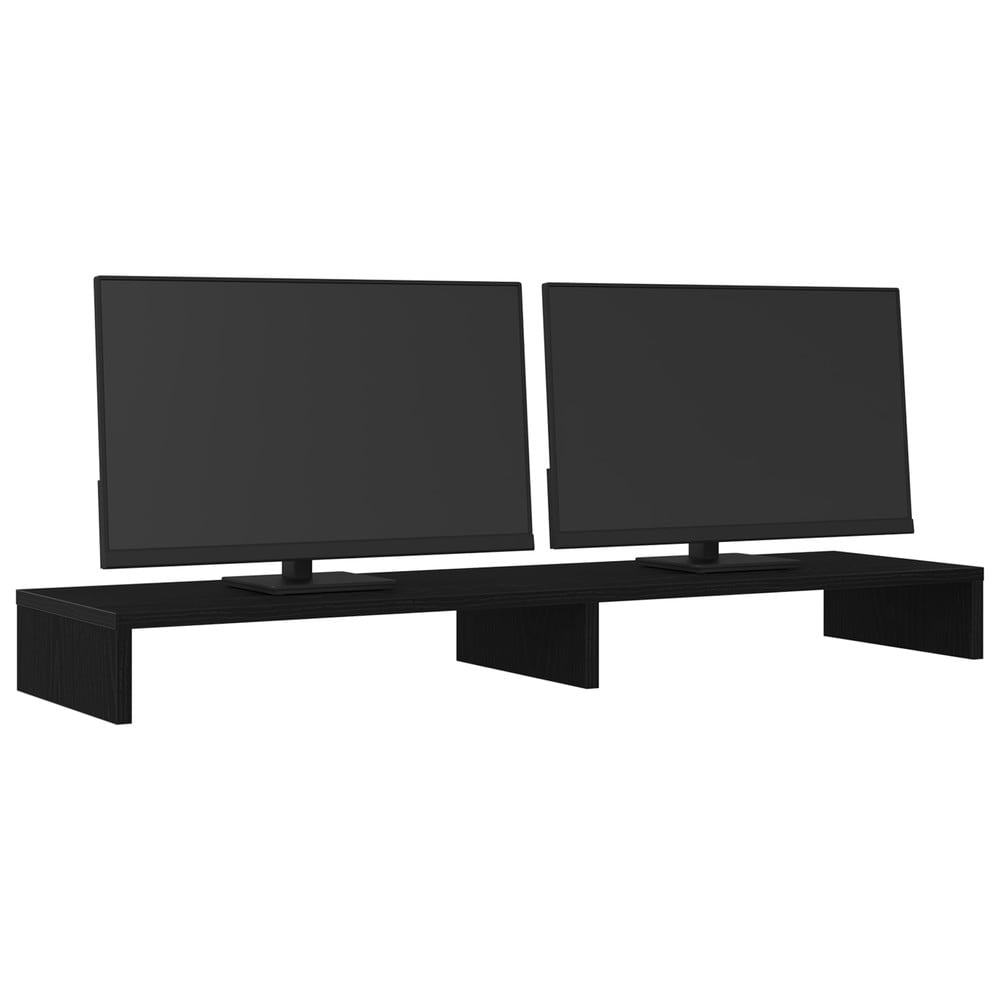 Monitorstativ 100×27×10 cm / skärmställ för 2 skärmar / skärmhöjare med förvaring – Svart