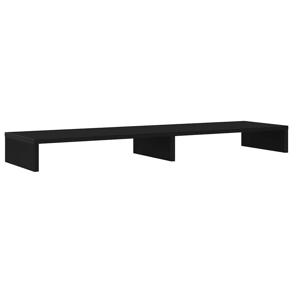 Monitorstativ 100×27×10 cm / skärmställ för 2 skärmar / skärmhöjare med förvaring – Svart