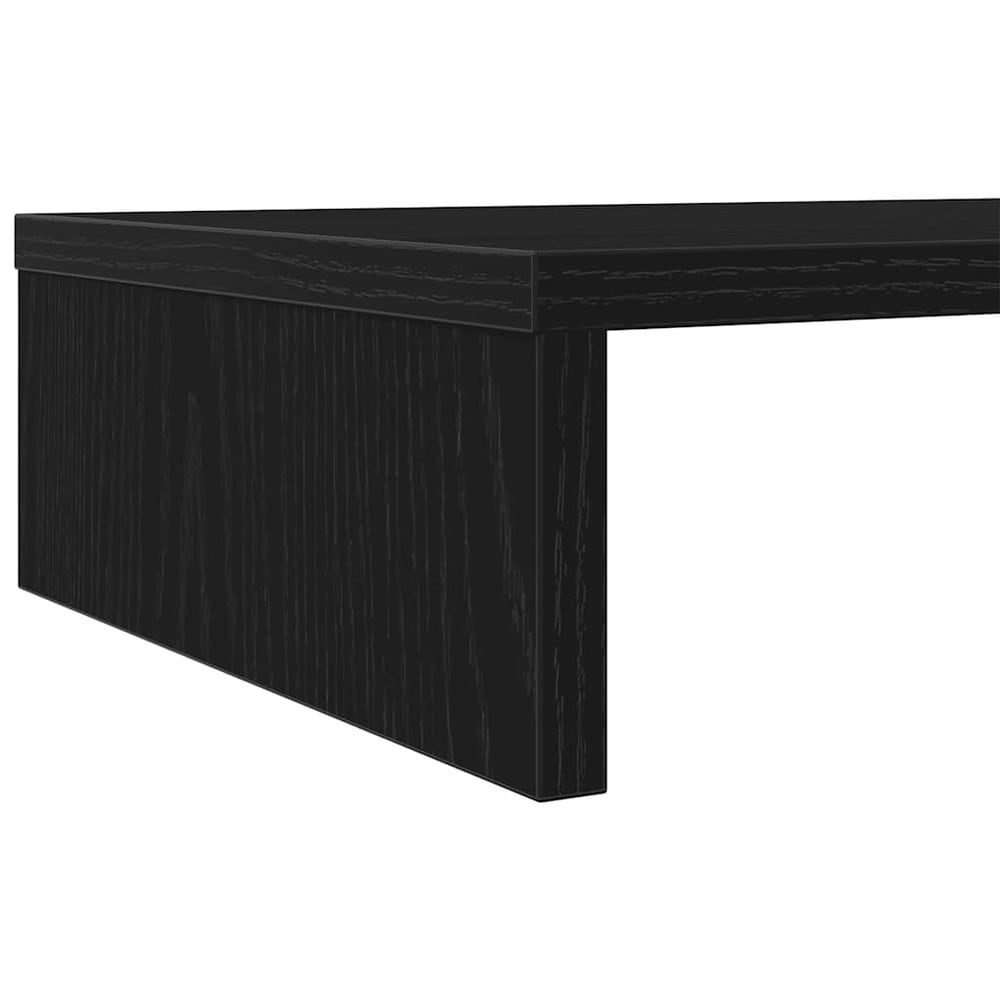 Monitorstativ 100×27×10 cm / skärmställ för 2 skärmar / skärmhöjare med förvaring – Svart