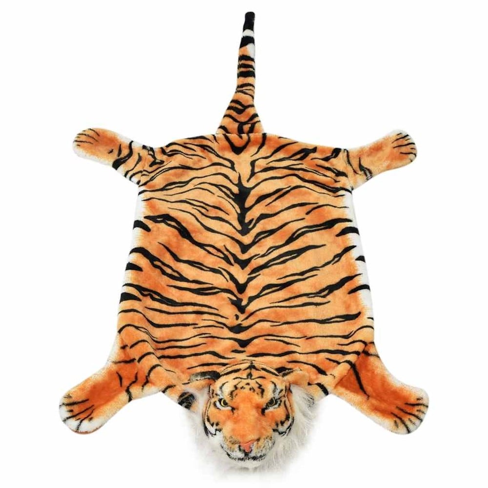Tigermatta 144×78 cm / djurmatta i plysch / dekorativ tigerfäll – Brun