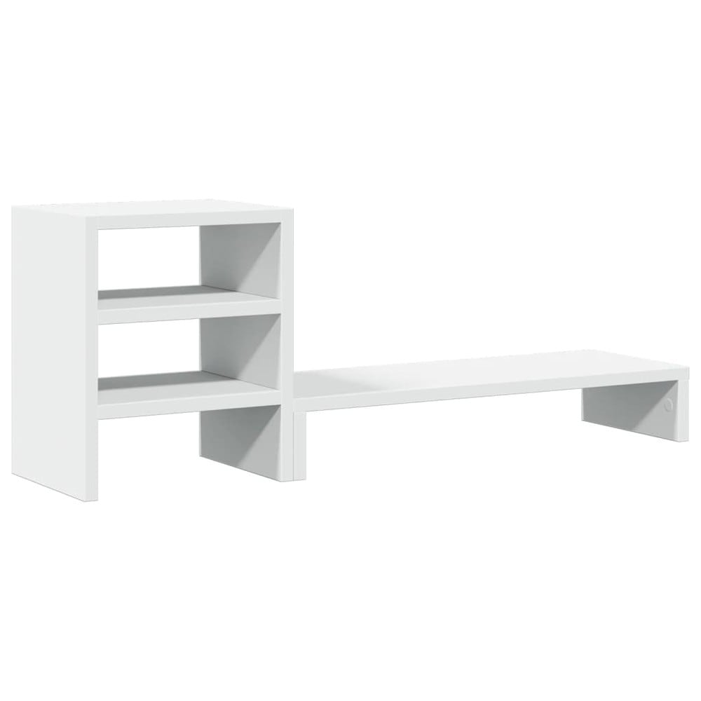 Skärmställ 80×20×30 cm / monitorställ med förvaring / skärmhöjare med hylla – Vit