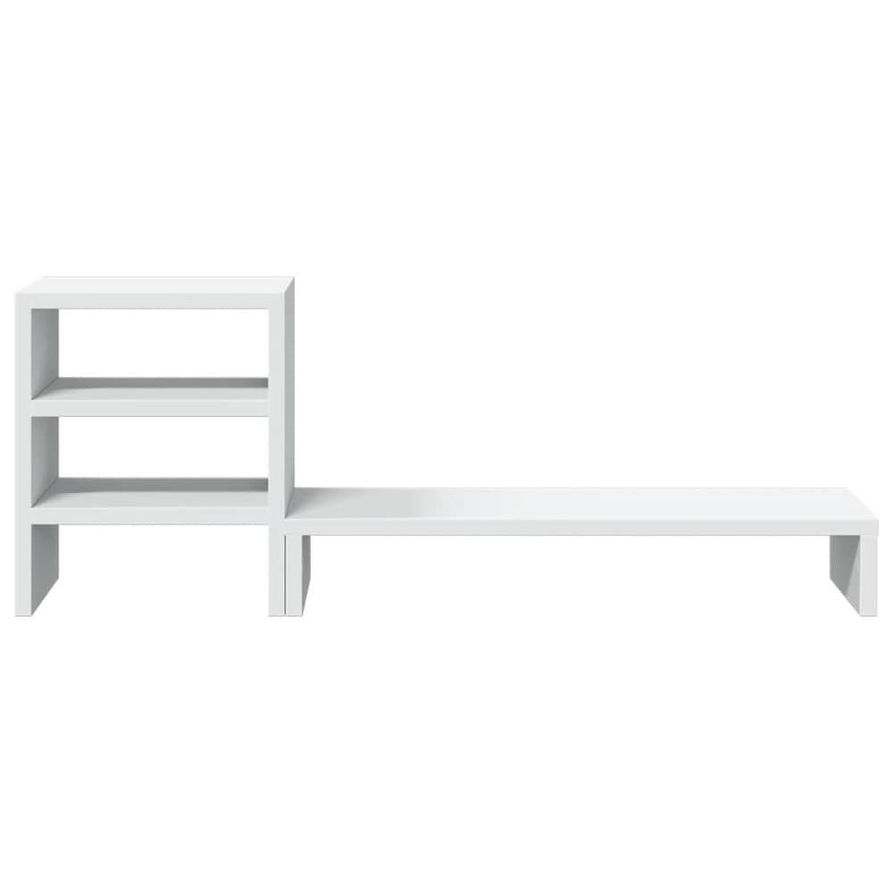 Skärmställ 80×20×30 cm / monitorställ med förvaring / skärmhöjare med hylla – Vit