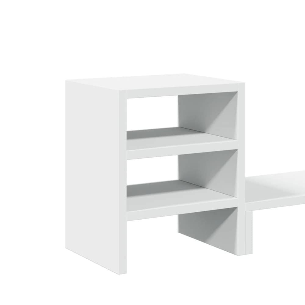 Skärmställ 80×20×30 cm / monitorställ med förvaring / skärmhöjare med hylla – Vit