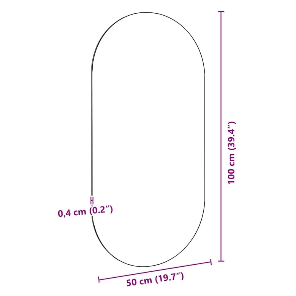 Oval spegel 100×50 cm / ramlös väggspegel