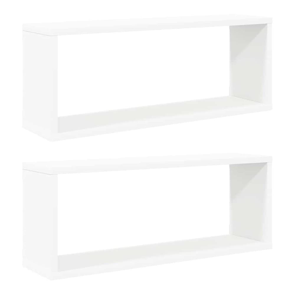 2 st kubformade vägghyllor 60×15×23 cm / vägghängda hyllor med dold montering – Vit