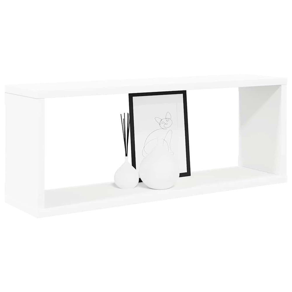2 st kubformade vägghyllor 60×15×23 cm / vägghängda hyllor med dold montering – Vit