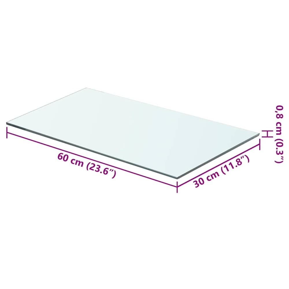 Glashylla 60×30 cm / hyllplan i härdat glas / vägghylla – Transparent