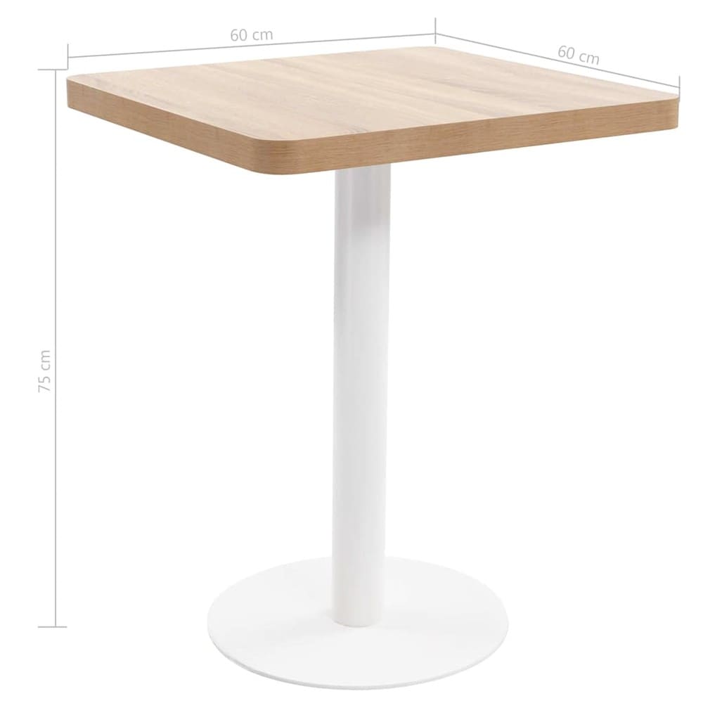 Bistrobord 60×60×75 cm / cafébord för 2 personer / matbord med stålben – Natur/vit