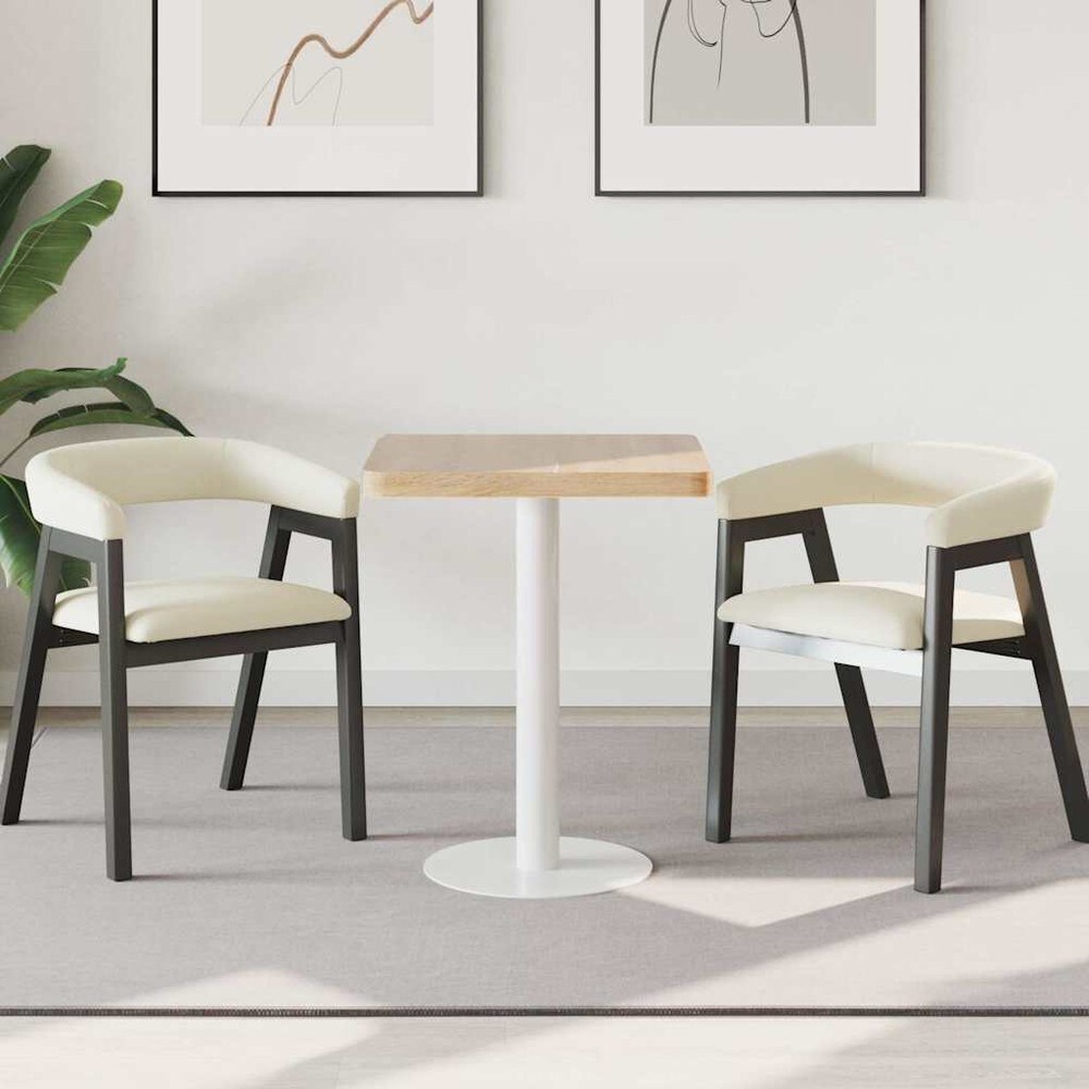 Bistrobord 60×60×75 cm / cafébord för 2 personer / matbord med stålben – Natur/vit