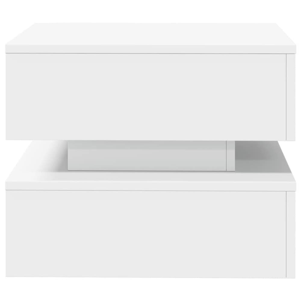 Soffbord 50×50×40 cm / vardagsrumsbord med RGB LED-belysning / sidobord – Vit