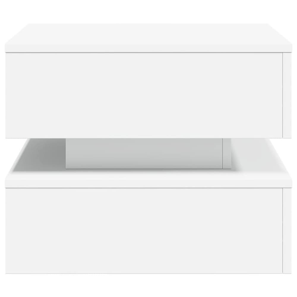 Soffbord 50×50×40 cm / vardagsrumsbord med RGB LED-belysning / sidobord – Vit