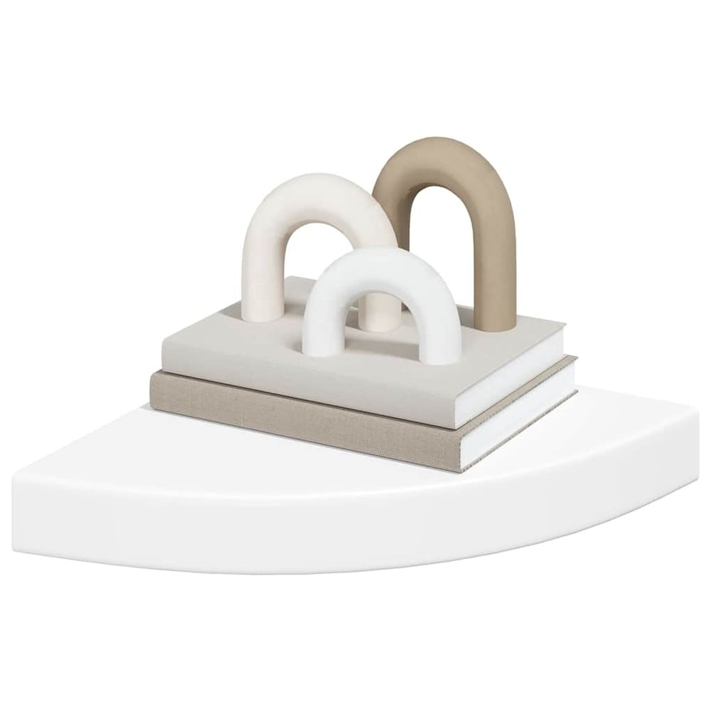 Hörnhylla 25×25×3,8 cm / svävande vägghylla med dold montering – Vit