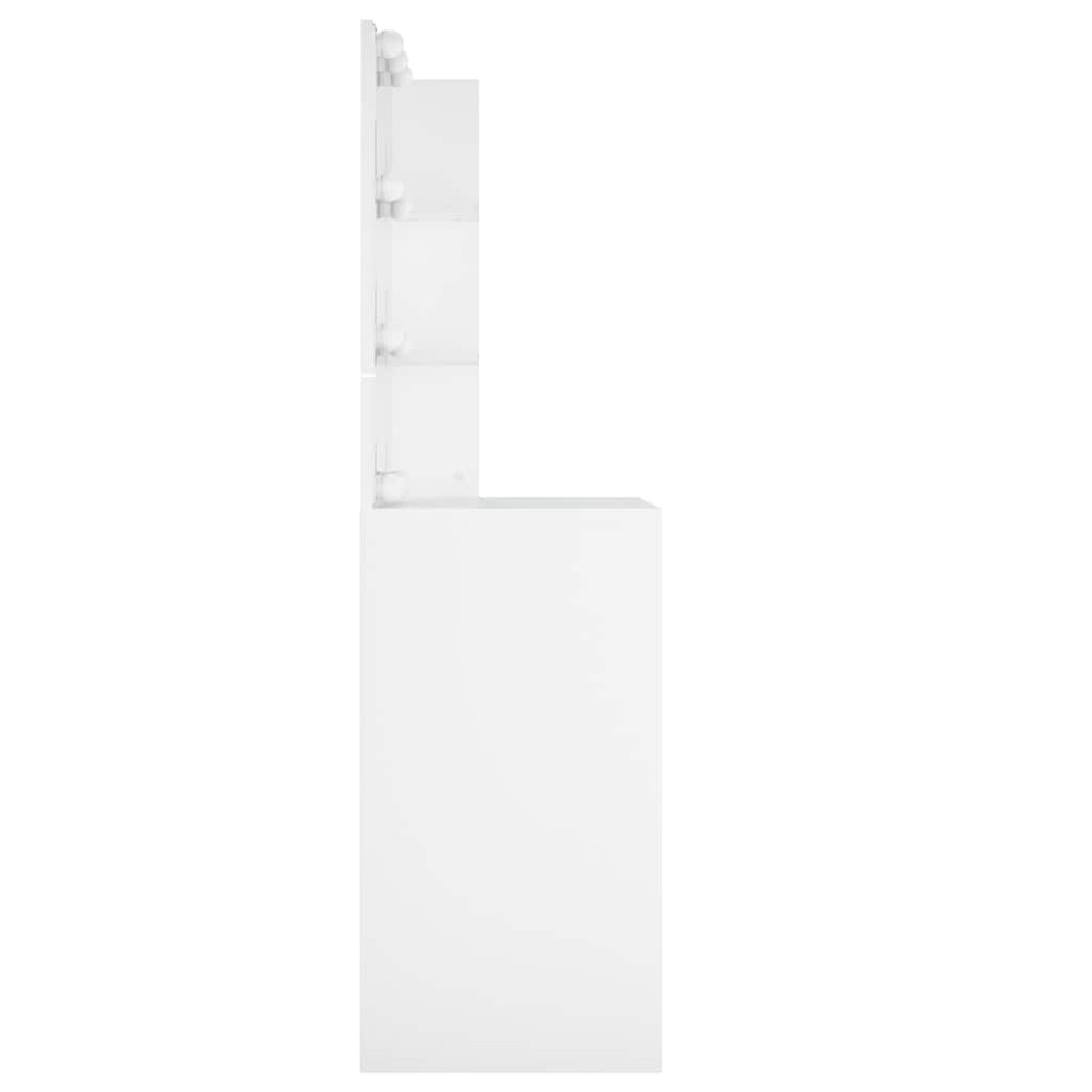 Sminkbord 60×40×140 cm / toalettbord med spegel och LED-belysning  – Vit
