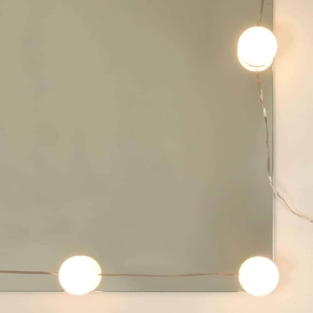 Sminkbord 60×40×140 cm / toalettbord med spegel och LED-belysning  – Vit