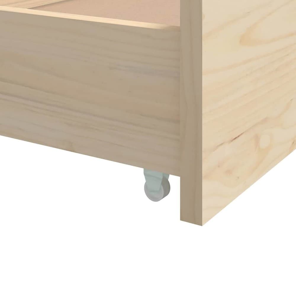 Sängram 90×200 cm / enkelsäng med förvaringslådor / säng i massiv furu – Natur