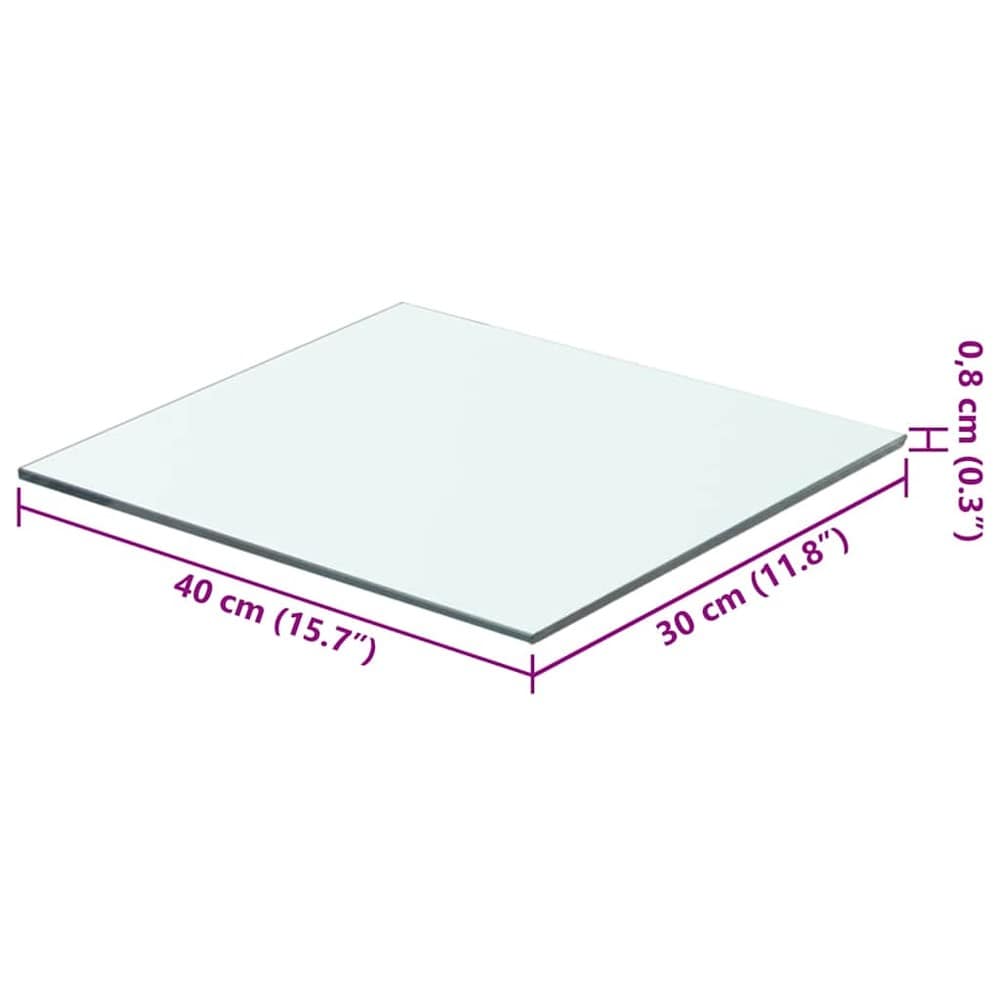 Glashylla 40×30 cm / hyllplan i härdat glas / vägghylla – Transparent