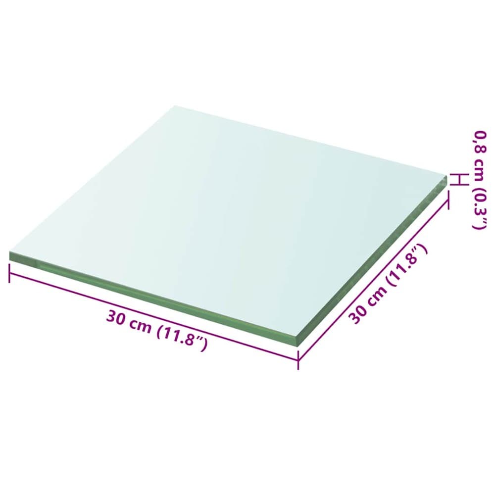 Glashylla 30×30 cm / hyllplan i härdat glas / vägghylla – Transparent