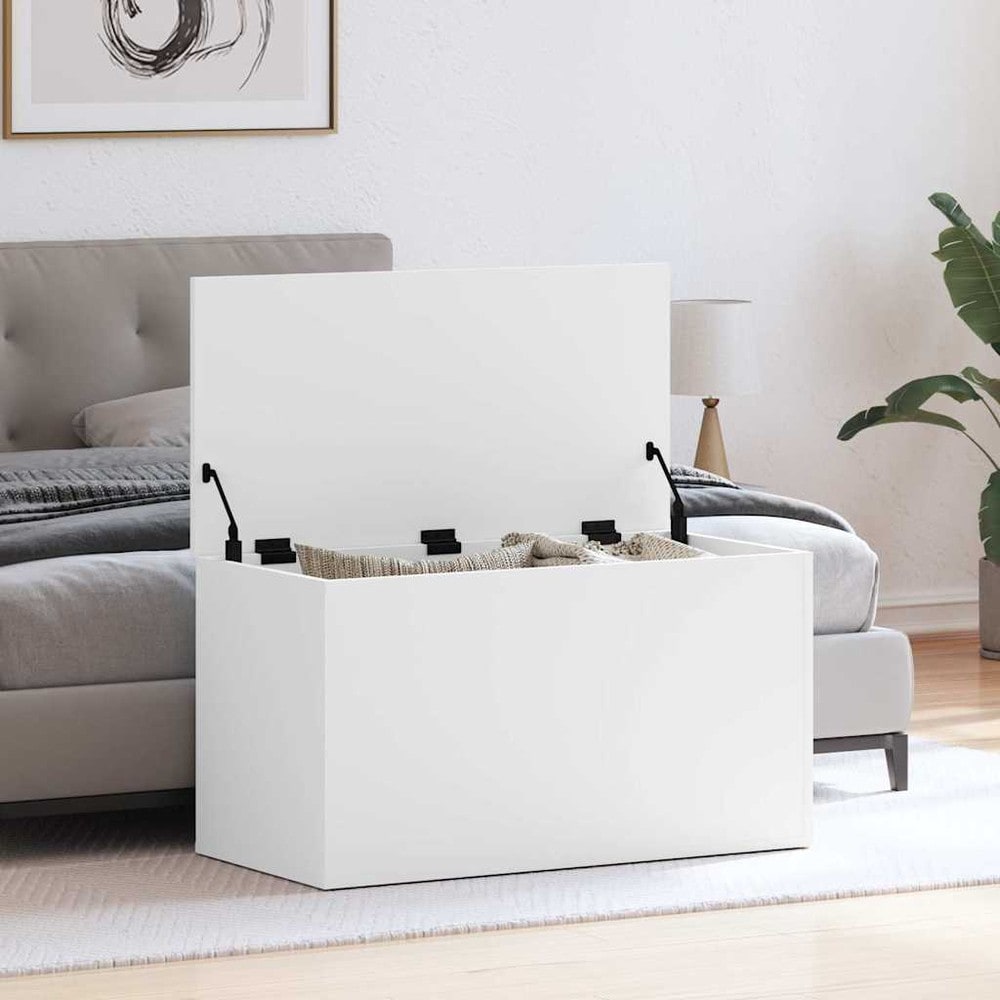 Förvaringskista 84×42×46 cm / förvaringslåda med lock / kista – Vit