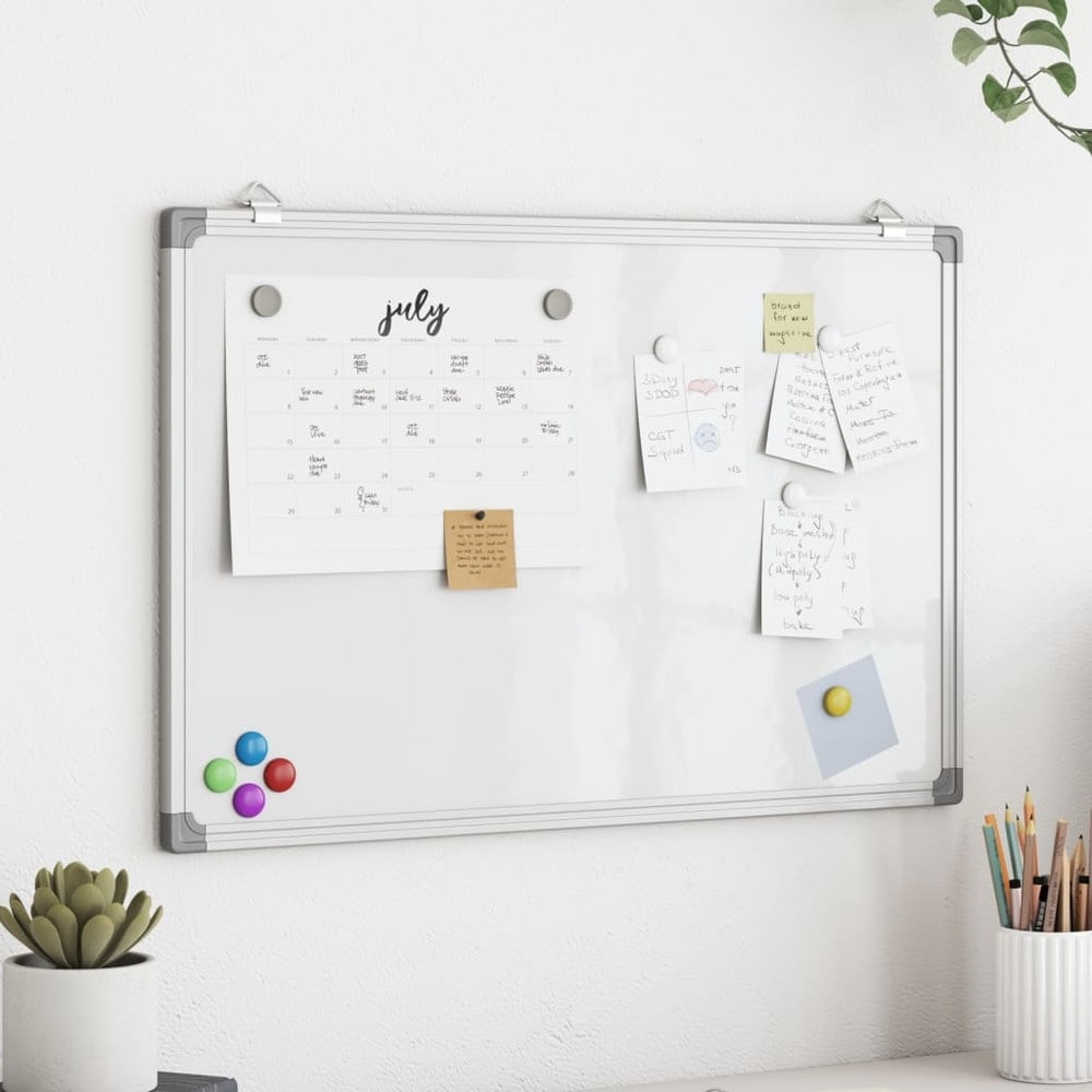 Magnetisk whiteboard 80×60 cm / skrivtavla med aluminiumram / tavla – Vit