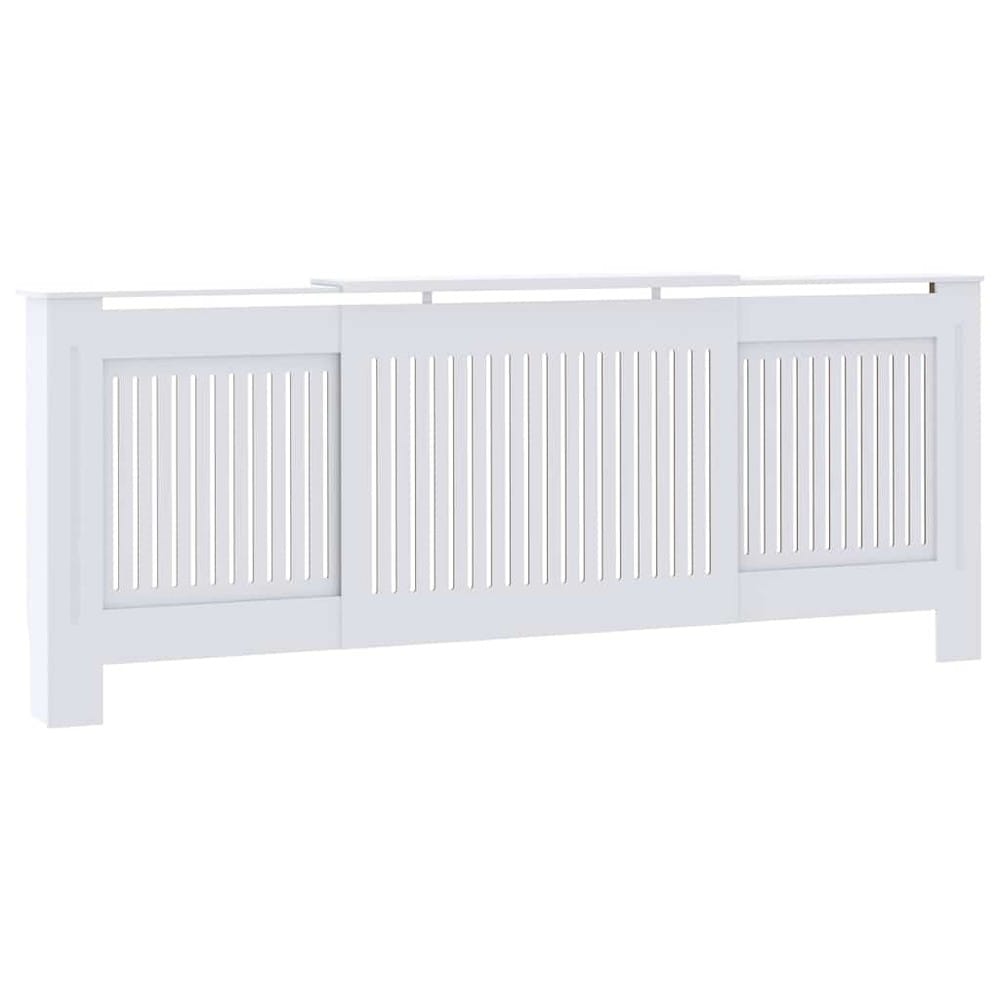 Elementskydd 142–205×20,5×81,5 cm / radiatorskydd med ribbor och hylla – Vit