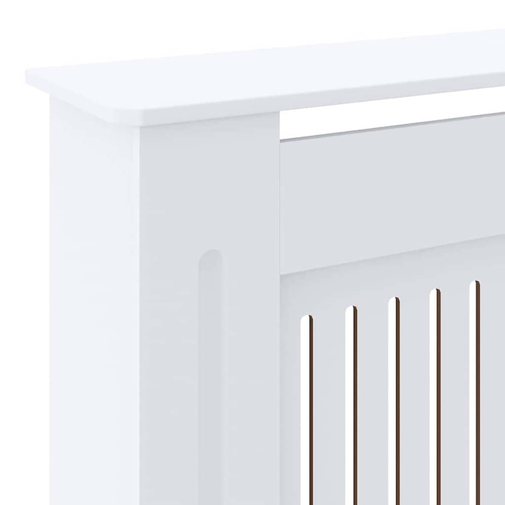 Elementskydd 142–205×20,5×81,5 cm / radiatorskydd med ribbor och hylla – Vit